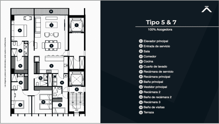 Addara Interlomas tipologias, plano, prototipos, tipos de departamento 4