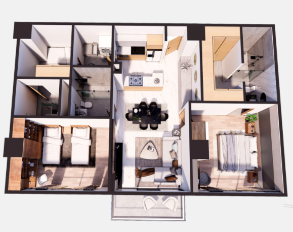 108 m2 2 recamaras 2 baños