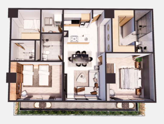 Garden.127.11 m2 2 recamaras, 2 baños