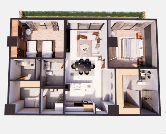 Garden.129.43 m2 2 recamaras, 2 baños