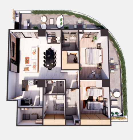 Garden.189 m2 2 recamaras, 2 baños