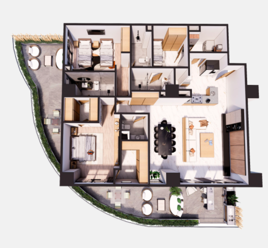 Garden.194.75 m2 2 recamaras, 2.5 baños