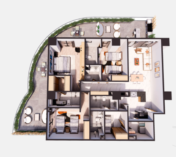 Garden.206.18 m2 3 recamaras, 4 baños